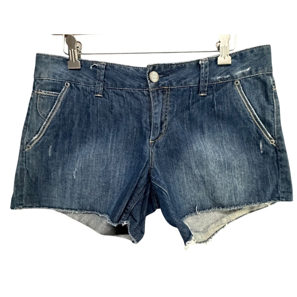 Vtg Y2K American Eagle Cut Off Jean Shorts Womens 8 Blue Denim Distressed Frayed